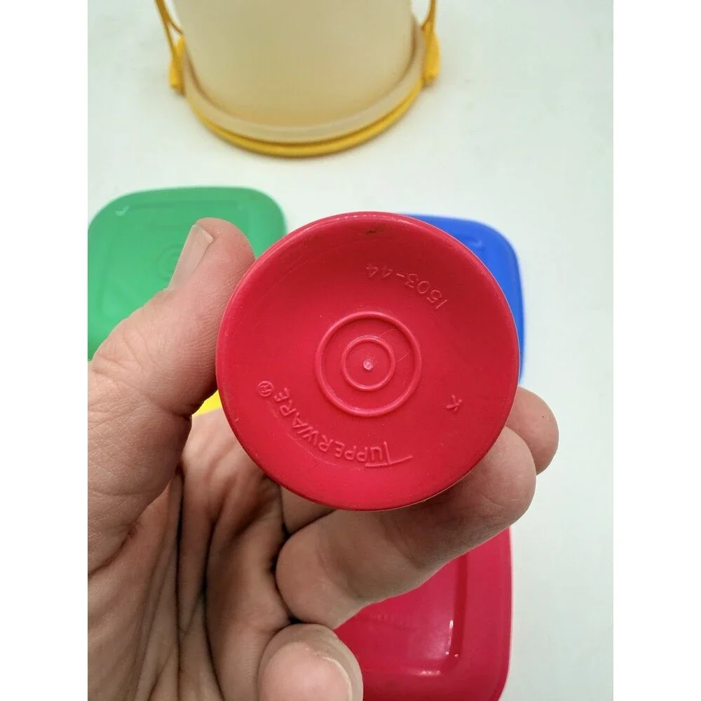 Vintage Tupperware Tupper Toys Mini Cake Carrier & 4 Plates 1 Cup Red Yellow +